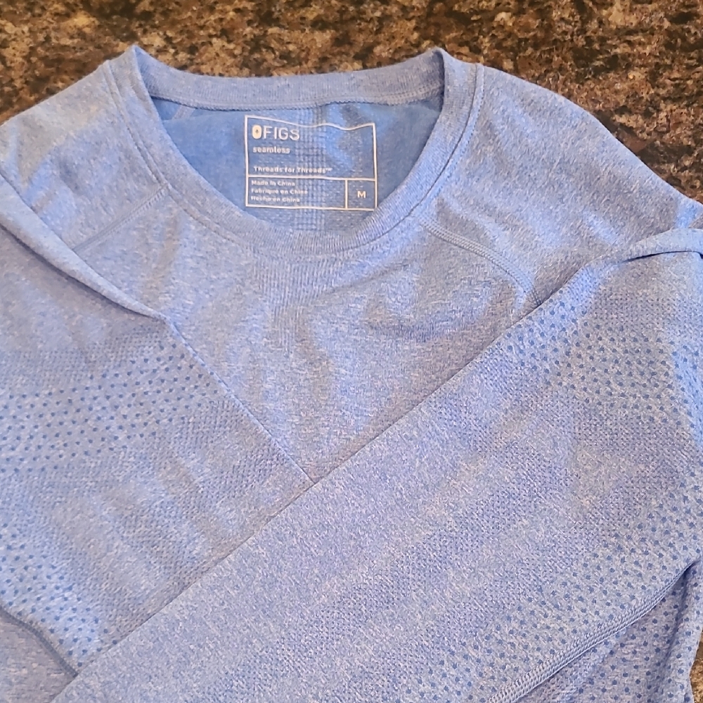 Figs Heather Blue Performance Scrub Top